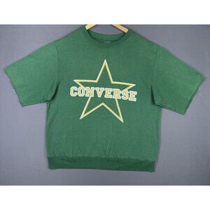 Vintage 90's Converse Star Sports Forest Green Crewneck Shirt Rare Promo Ball